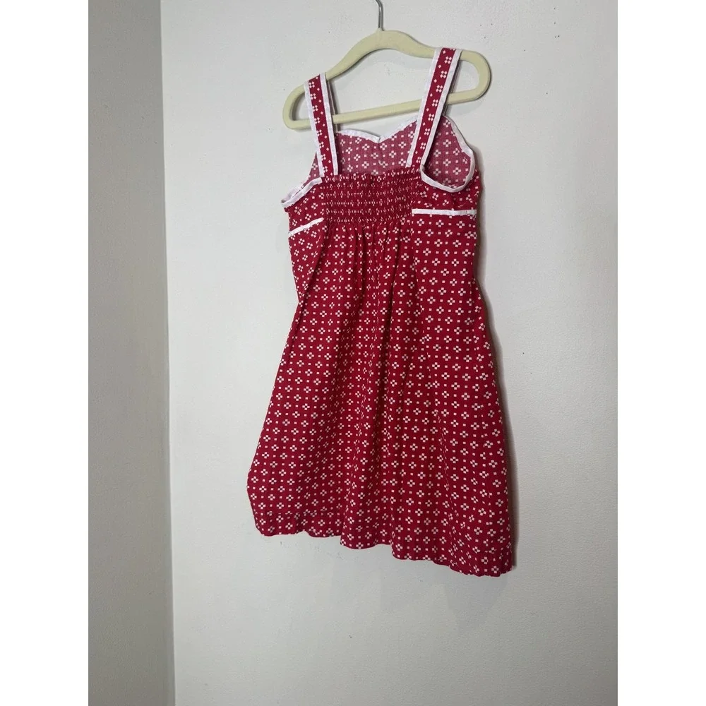 Hanna Andersson Dress Girls‎ 6-7 Years Red Geometric Sleeveless Strappy Sundress